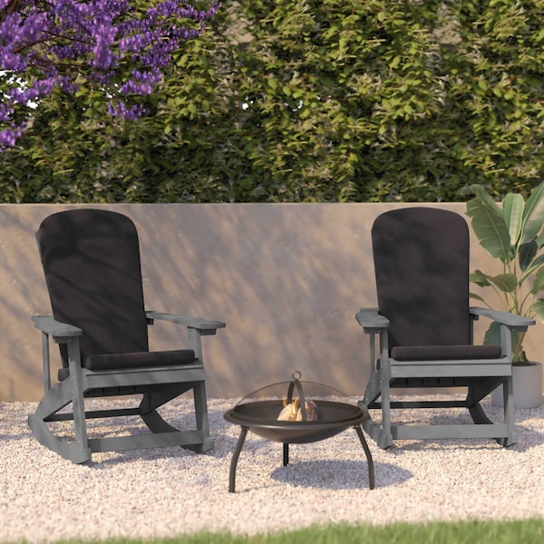 Flash Furniture Gray Adirondack Rockers - Gray Cushions, 2PK 2-JJ-C14705-CSNGY-GY-GG - main